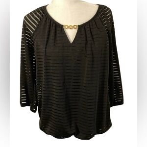 Alyx Black Blouse 3/4 Sleeve Lined Elastic Waist & Wrist Women’s Size S